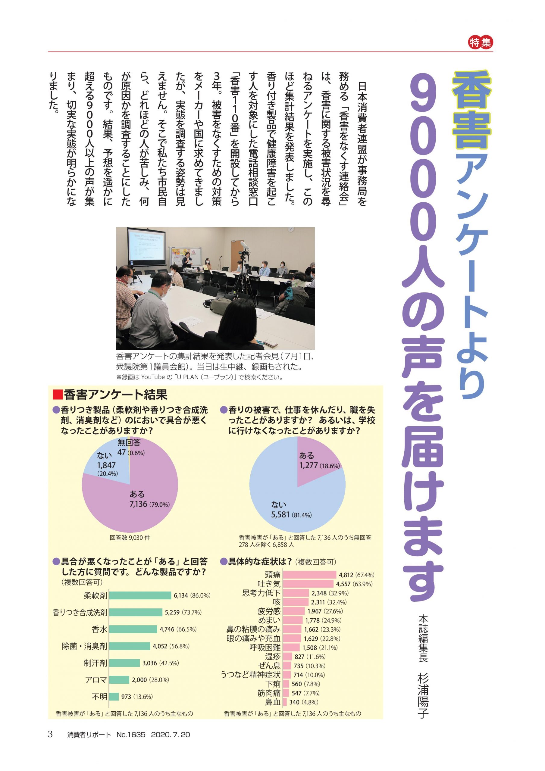 香害アンケートより ９０００人の声を届けます